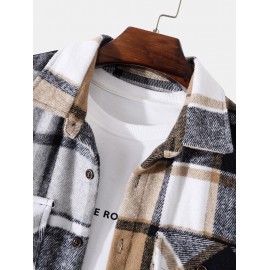 Plaid Patchwork Pocket Flannel Shirt