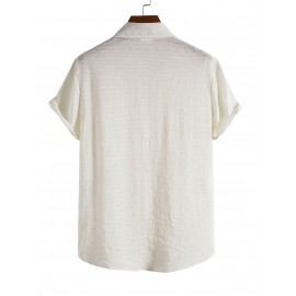 Men's Minimalist Plain Color Textured Short Sleeves Casual Shirt