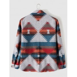 Tribal Geometric Ethnic Aztec Printed Blend Wool Jacket