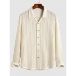 Men's Sexy Party Openwork Textured Semi Sheer Long Sleeve Button Up Solid Color Shirt