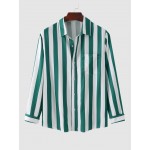 Colorblock Vertical Striped Long Sleeves Shirt