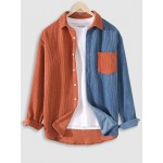 Colorblock Pattern Corduroy Long Sleeves Shirt