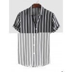 Vertical Striped Pattern Short Sleeves Shirt