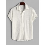 Men's See-through Openwork Button Front Short Sleeves Shirt