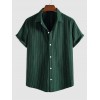 Men's Vertical Striped Pattern Short Sleeves Button Fly Casual Summer Shirt